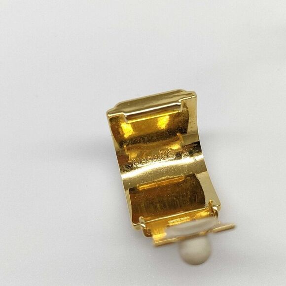 Herms Blue  Sphinx Enamel and Gold-Tone Clip-On Earrings with Box - Picture 6 of 7